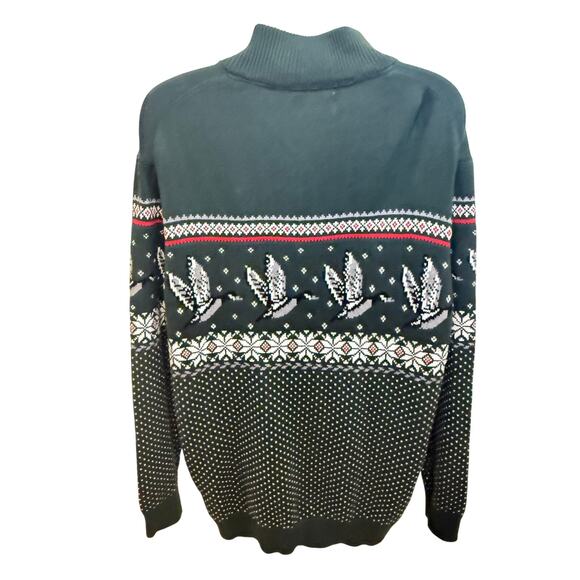 The Foundry Supply Co. 1/4 Zip Fair Isle Goose Sweater Size 2XL Heritage Cotton - Picture 2 of 6